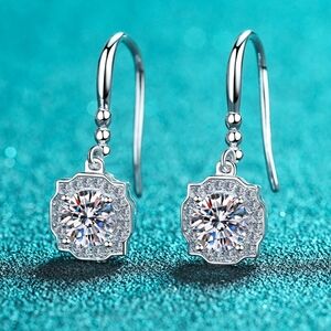 925 Sterling Silver Moissanite Hook Earrings